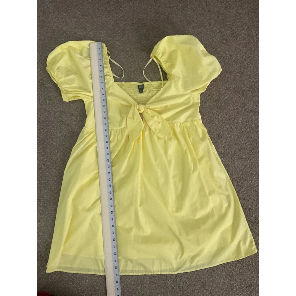 Wild Fable Women's Yellow Mini Dress Puff Sleeve Tie Front XXL NWT‎ - Picture 7 of 7